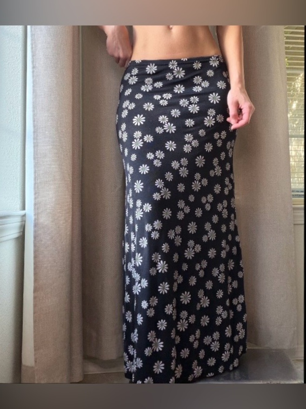 Y2K Vintage 90’s MGR Daisy Floral Maxi Skirt Skater Boho Grunge Fairycore XS-M - Picture 2 of 11